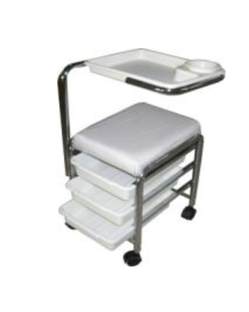 Pedicure Trolley with 3 drawers  WHITE ( L16" X W13" X H19-29")