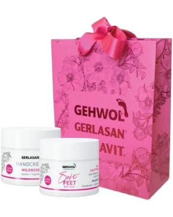 Sac de vacances Gehwol WILD ROSE (crème pour les mains + beurre doux pour les pieds + sac cadeau) Édition limitée