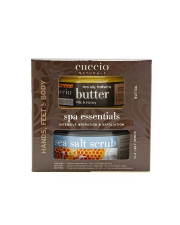 Kit Cuccio Spa Butter Essentials Lait et Miel 19,5 oz de beurre et 19,5 oz de gommage