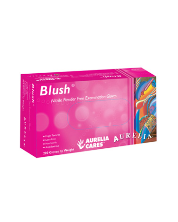 Gants roses Blush en nitrile sans poudre – Texturés – Boîte de 200 – Grands