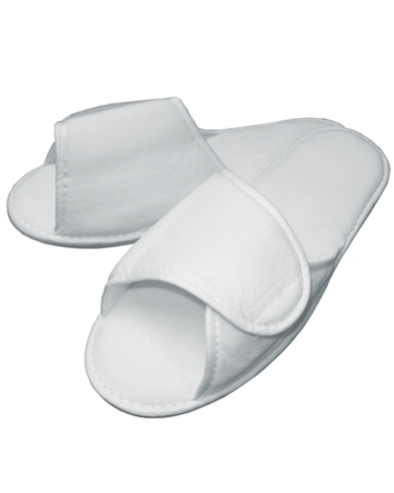 Chaussons Terry Velours Velco (Blanc/White)